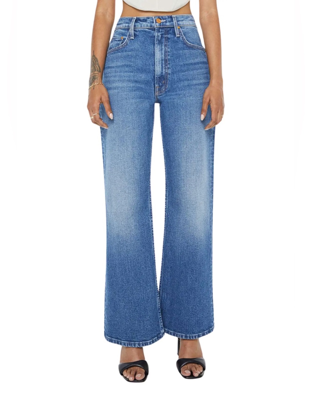 MOTHER The Lil Bookie Sneak High Waist Bootcut Jeans in Knicks Knack Paddy Whack